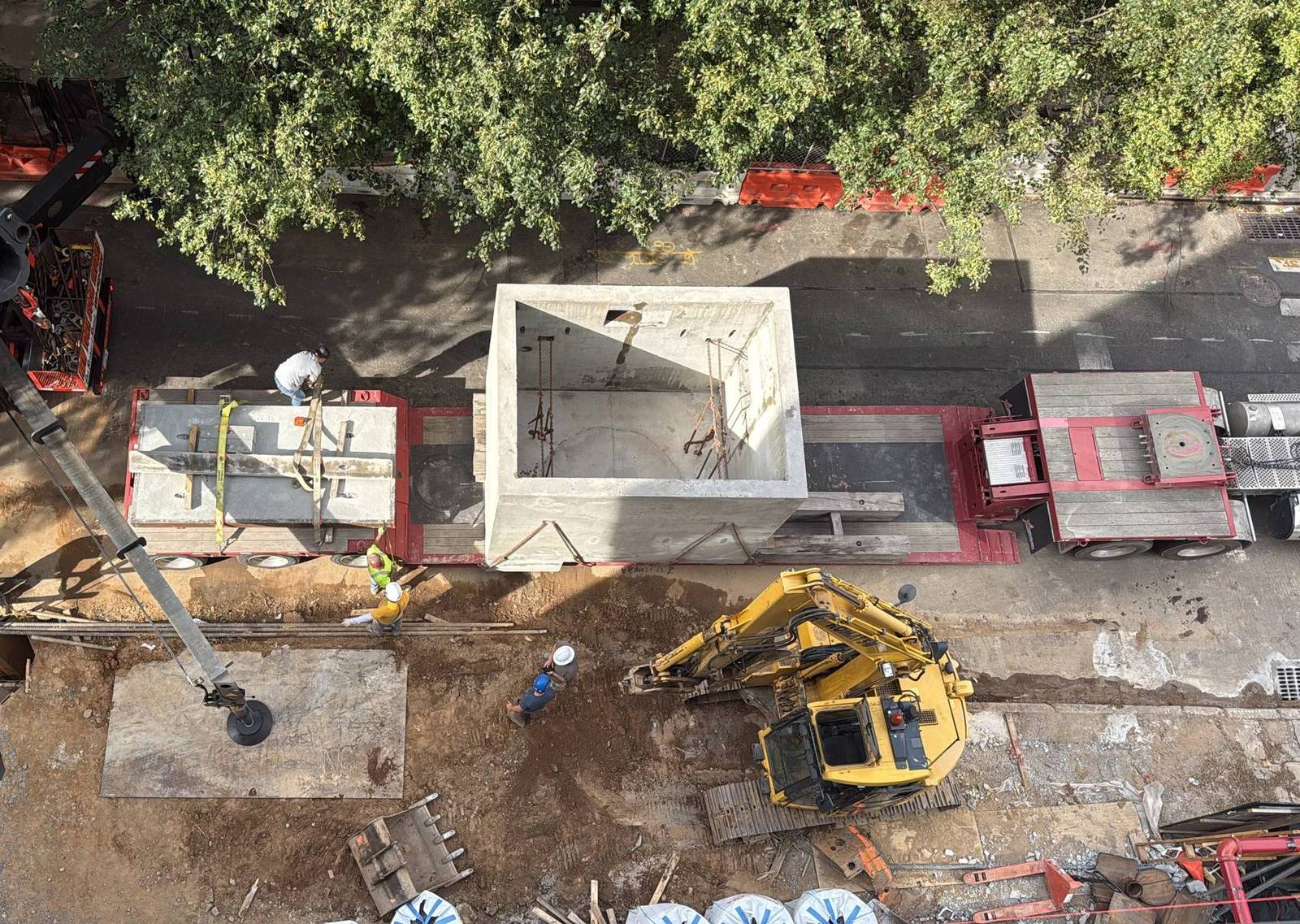 Precast Con Edison vault delivered for setting